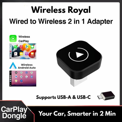 Wireless Royal | Wireless Apple CarPlay & Android Auto | USB-A & USB-C